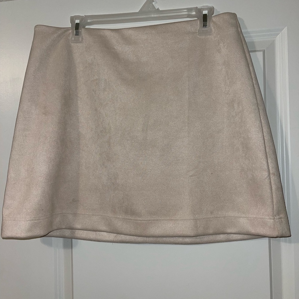 Pink Lily Cream A-line Suede Skirt